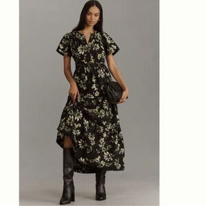 Anthropologie Somerset Maxi Dress Dark Green M, black/green, NWT